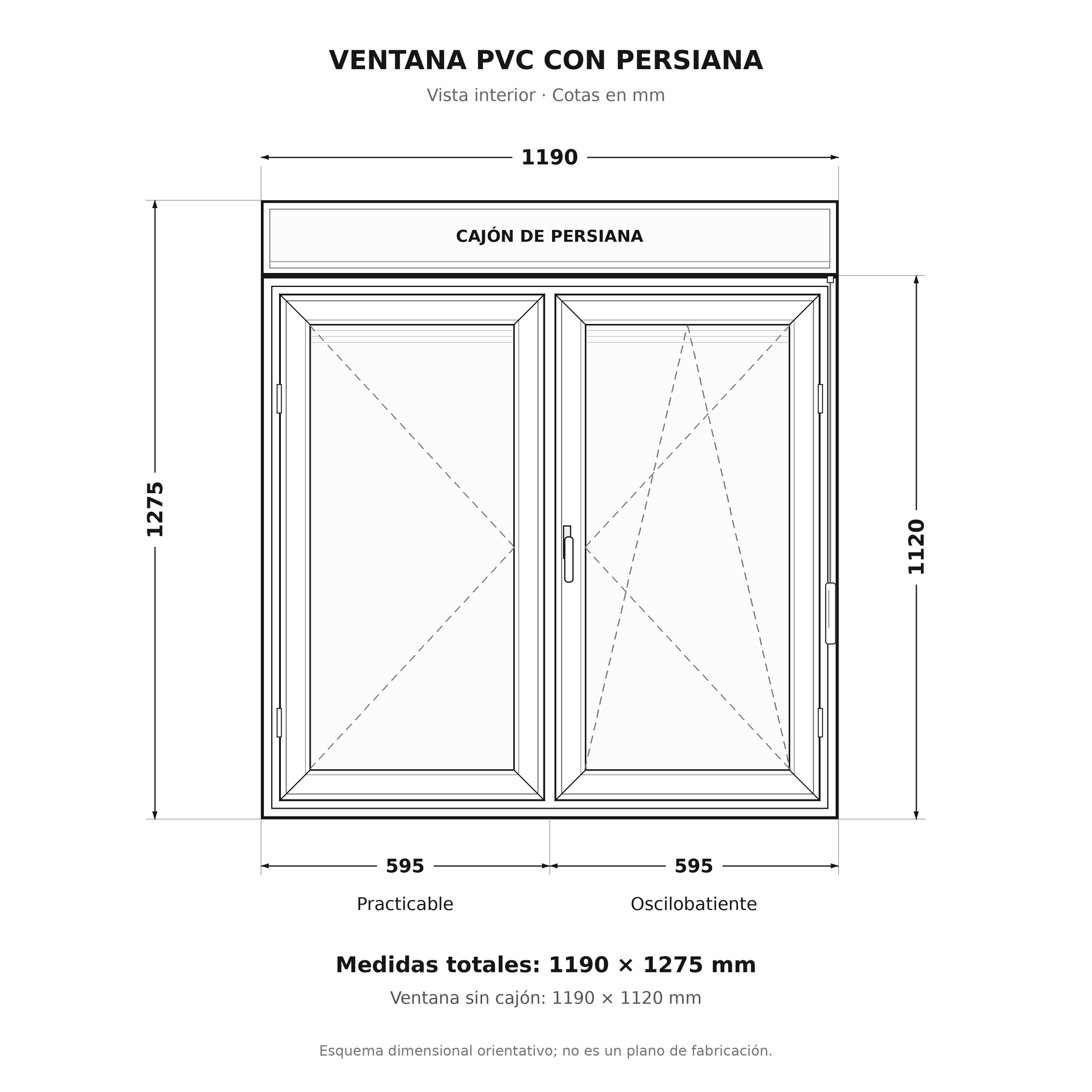 Ventana PVC. 119×127,5 сm. Blanca. Con persiana. - Imagen 2