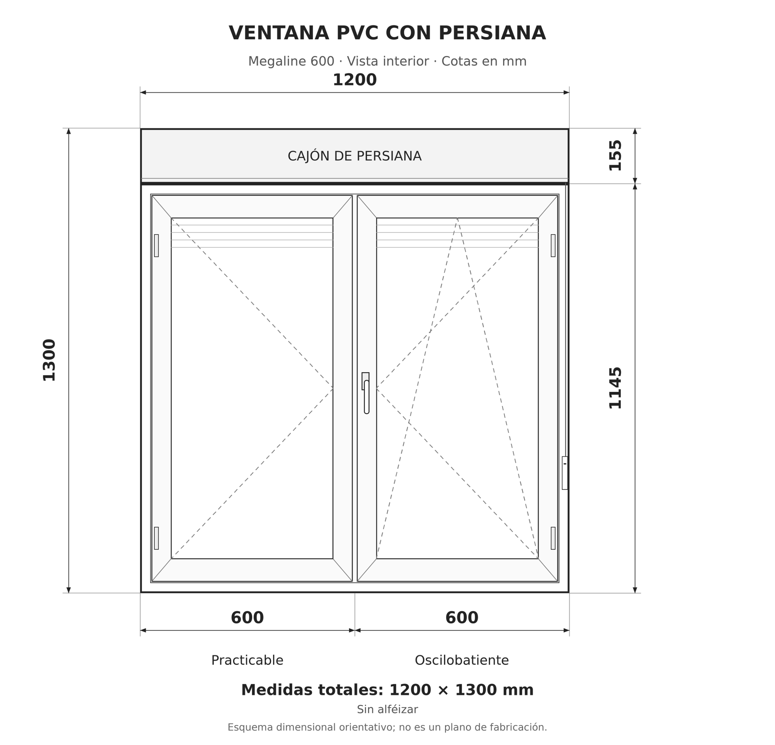 Ventana PVC. 120×130 сm. Blanca. Con persiana. - Imagen 2